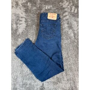 True Religion Geno Relaxed Slim Jeans Dark Wash Distressed Kids Size 10